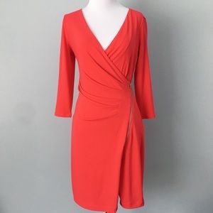 Express Front Zip Red wrap dress
